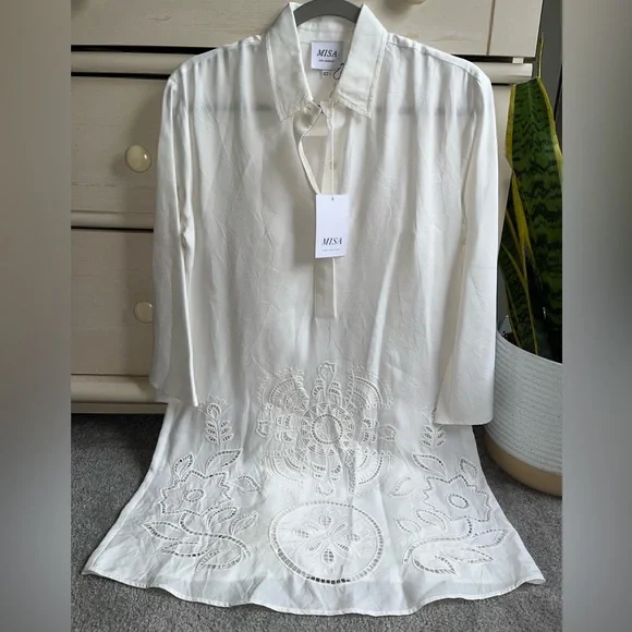 NWT MISA Los Angeles Matias Embroidered Shirtdress Size XS - Picture 2 of 11